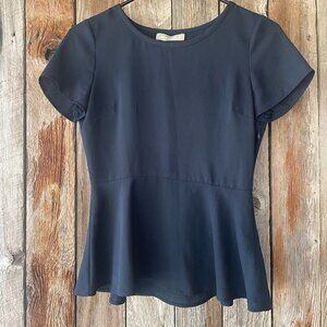 Banana Republic Navy Blue Peplum Blouse Size 2P 100% polyester